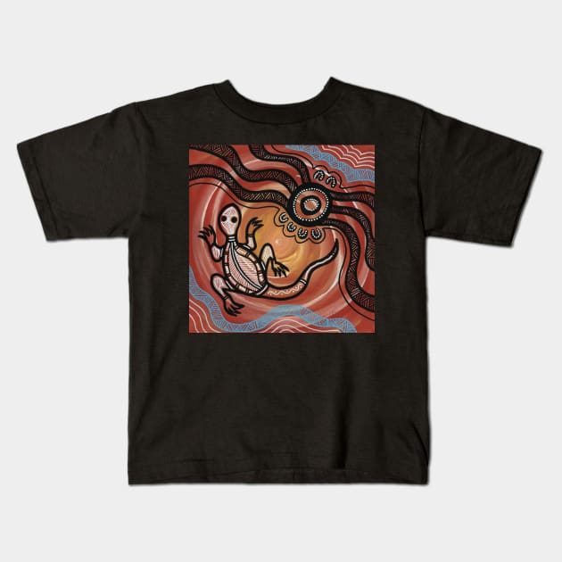 Aboriginal Art - Lizard Kids T-Shirt by hogartharts